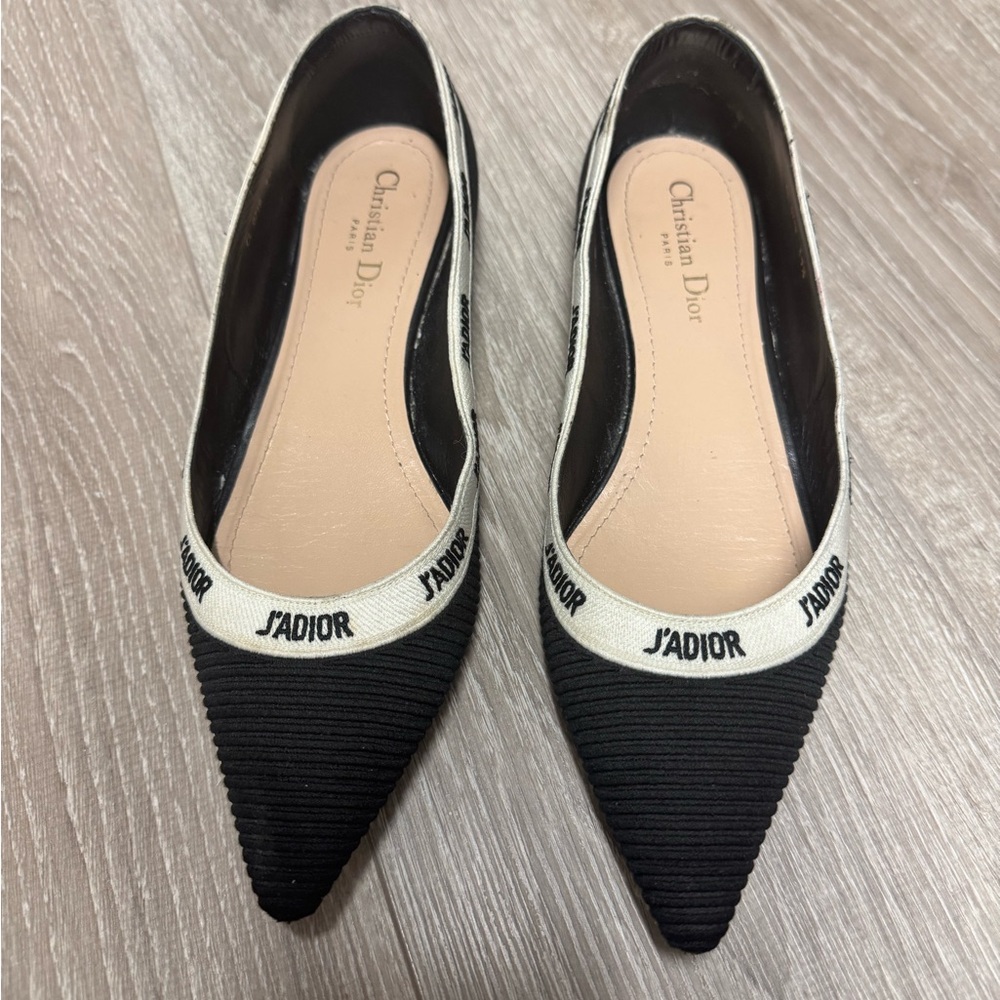 Dior J'Adior Black and Cream Flats